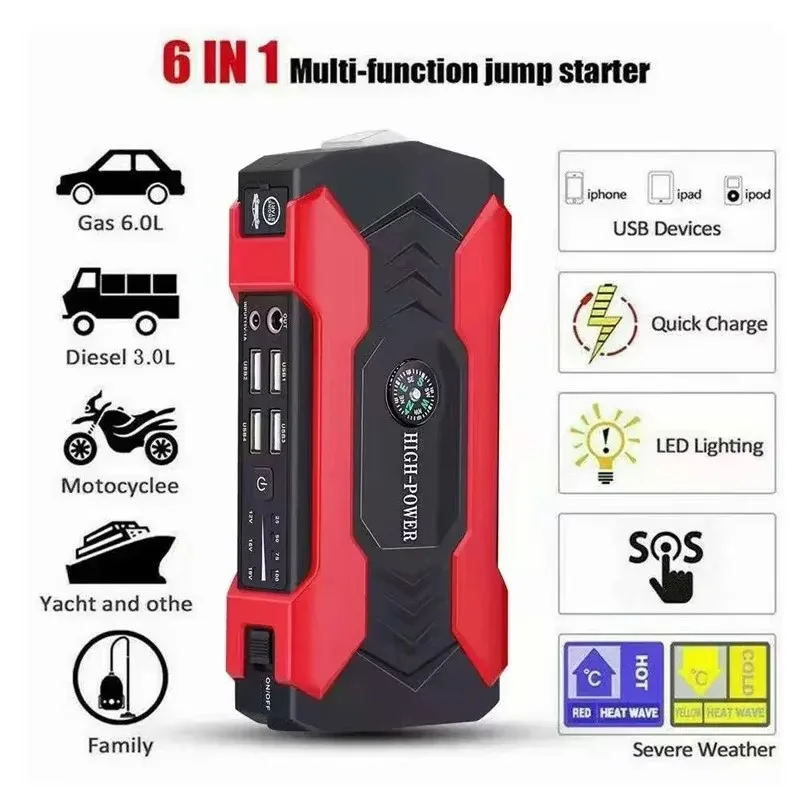 Bil jump starter start enhed batteri power bank 12 v 98000 mah jumpstarter auto buster nødforstærker bil oplader start start