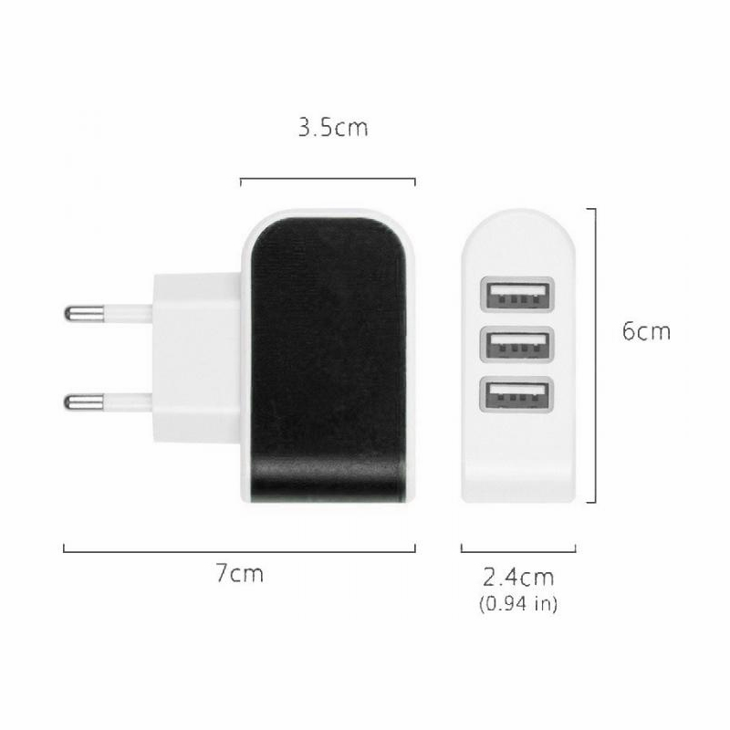 EU/US Plug Charger Station 3 Port USB Charge Charger Travel AC Power Chargers Adapter For Travel Accessories