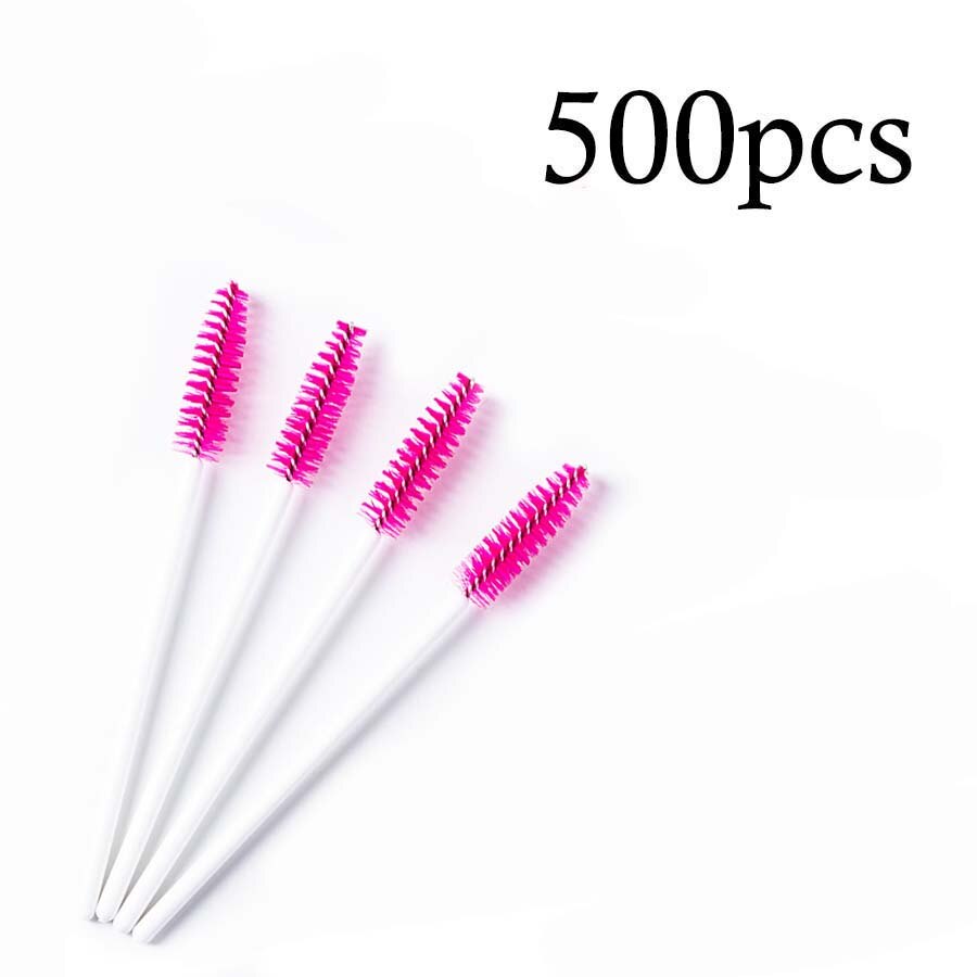 500 Stks/pak Wegwerp Kristal Wimper Borstel Kam Wimpers Extension Mascara Wands Make-Up Professionele Beauty Tool: 500pcs Rose White