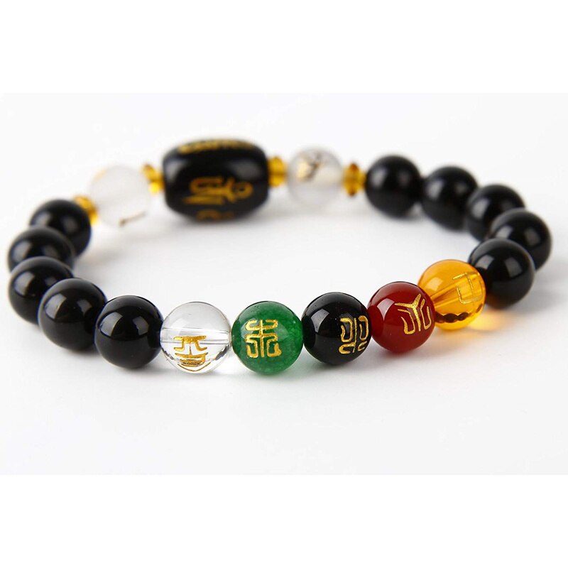 Feng Shui Obsidiaan Vijf-Element Rijkdom Porsperity Armband Trekken Rijkdom Geluk Met Doos