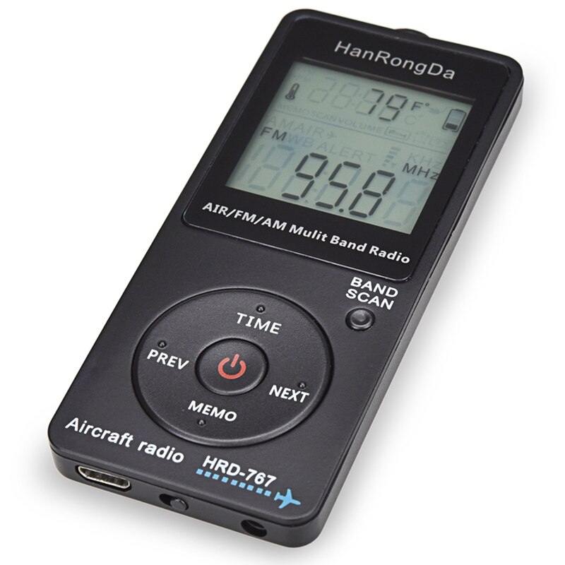 Hanrongda Radio Vliegtuigen Band Ontvanger Fm/Am/Air Radio Wereldontvanger Met Lcd-scherm Lock Knop Pocket Radio met Oortelefoon