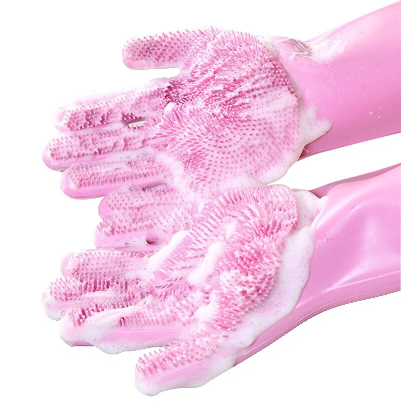 5 color 1/2 pairs Silicone Dishwashing Gloves Magic Multifunction Cleaning Gloves Sponge Rubber Scrub Gloves Kitchen Tool