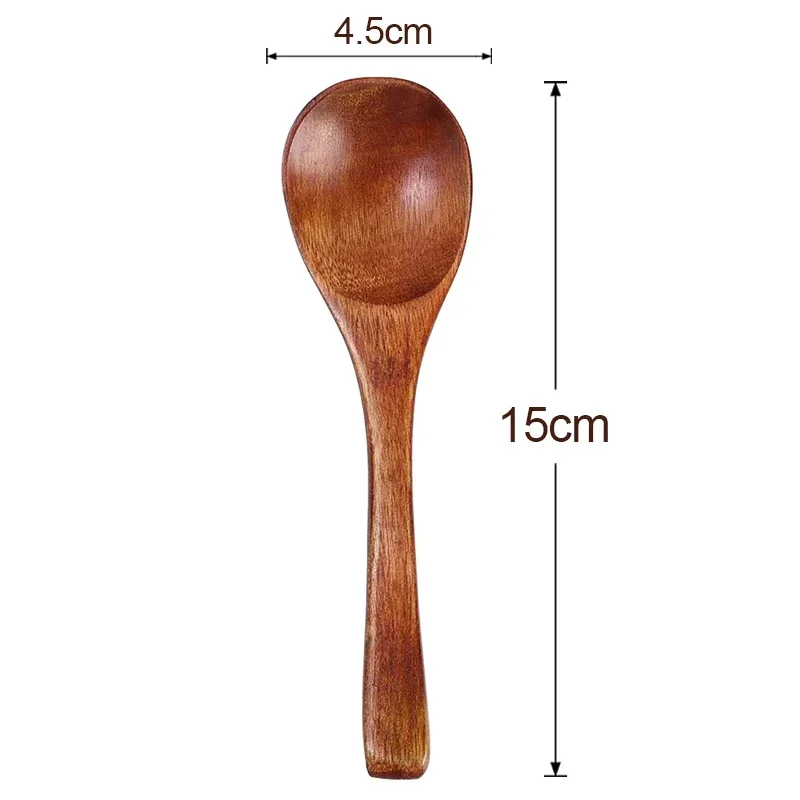 Cucharas de sopa de madera con mango largo, cucharadita de café, leche, azúcar, especias, condimentos, vajilla de cocina, herramientas, cuchara de madera, 1/10 Uds.