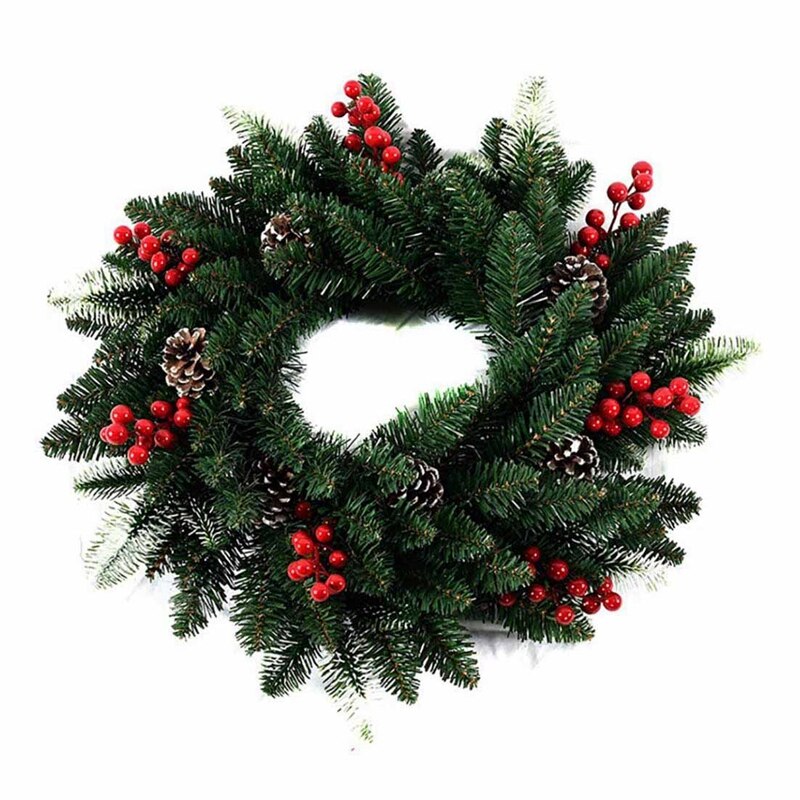 Voordeur Krans Kerst Krans Kunstmatige Pinecone Rode Bessen Garland Decoratie Opknoping Voordeur Muur Boom Ornament Krans (Kleur: A