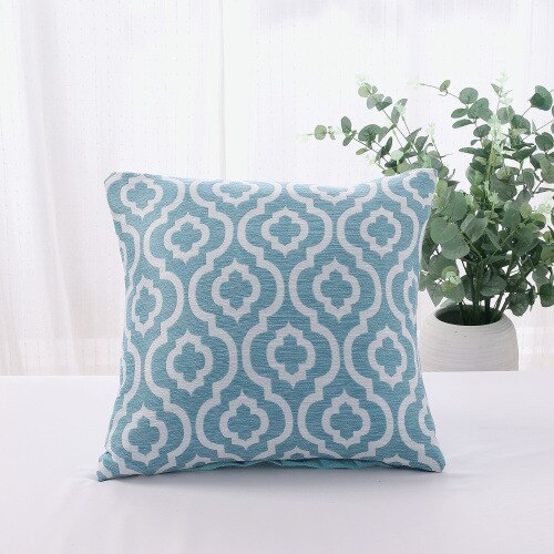 45x45cm Linen Cojines Decorative Para Sofa Geometry Pillow Covers Decorative Pillow Cover For Living Room The Plaid Pillows: Deep Blue