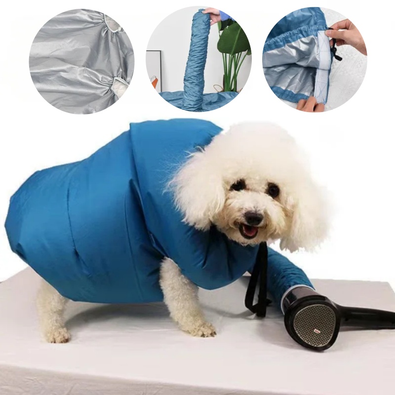 Dog Drying Bag Portable Foldable Grooming Kit Fast Hair Blow Dryer Automatic Water Blowing for Small/Medium Pets Home Use