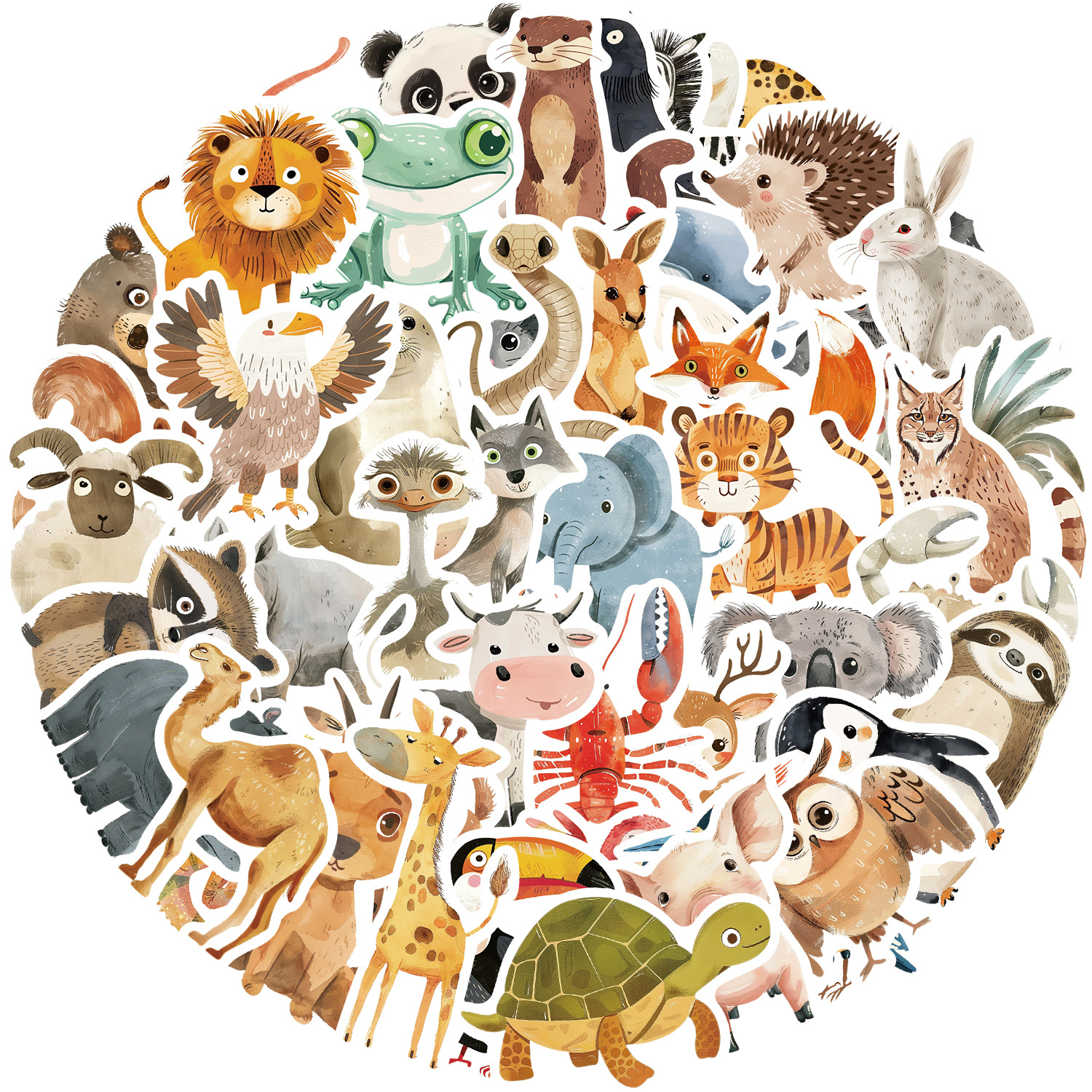 50Pcs Cute Childrens Book Paintings Animals Stickers Aesthetic Decal Luggage Skateboard Cute Graffiti Girl Boy Stickers