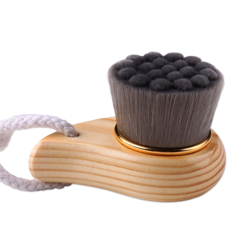 Limpiador profundo de espinillas, cepillo de masaje Facial de belleza, cuidado Facial, mango de madera, cepillo de limpieza Facial, exfoliante de pelo de fibra suave: Rosa