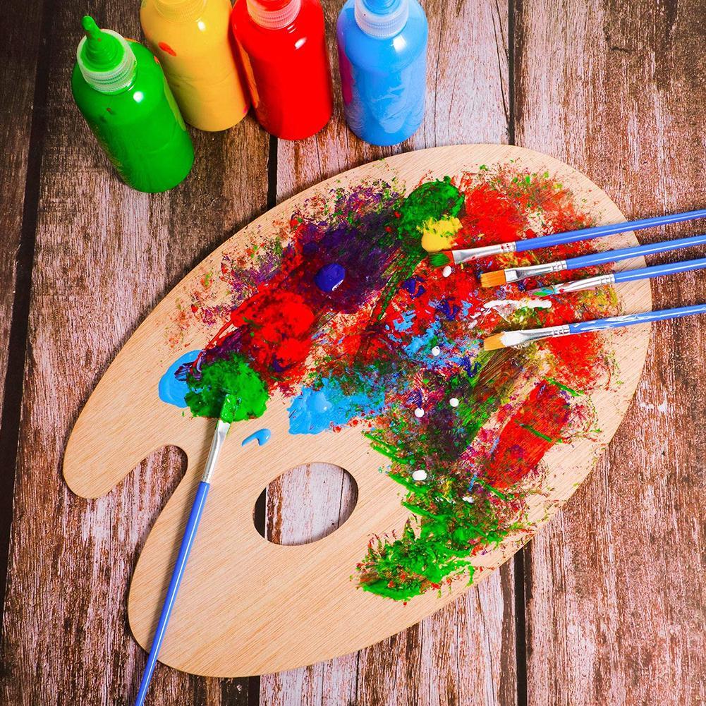 Art Painting Color Mixer Oval Color Mixing Board Oil Painting Acrylic Color Mixing Tray Wooden Paint Plate Color Mixing Board