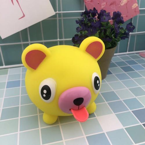 Karikatur Ebene quetschen Zunge Heraus Rebound betonen Linderung freundlicher Spielzeug Puppe: Gelb