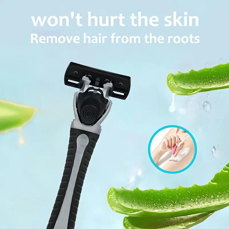 Maquinilla de afeitar Manual de 3 capas para mujer, maquinilla de afeitar clásica, juego de afeitado, cuchillas de acero inoxidable reemplazables, afeitadora para mujer con tira de lubricante, reutilizable