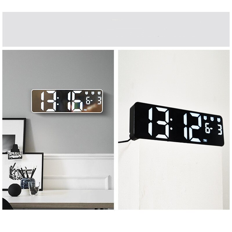 Digital Wall Clock Voice Control Date 3 Alarms Electronic Table Clock Night Mode Touch Snooze LED Clocks for Living Room