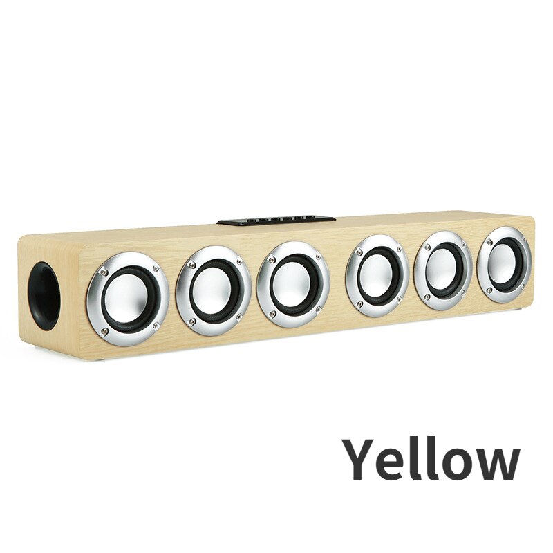 Houten Draadloze Bluetooth Speaker Computer Speakers Soundbar Voor Tv Pc Laptop Home Theater Surround Audio Hifi Stereo Subwoofer: Yellow Wood Grain