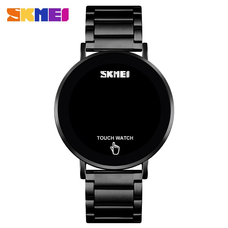 Skmei Mode Horloge Mannen Digitale Horloge Mannelijke Touch Screen Led Licht Display Waterdicht Roestvrij Stalen Band Montre Homme: Black