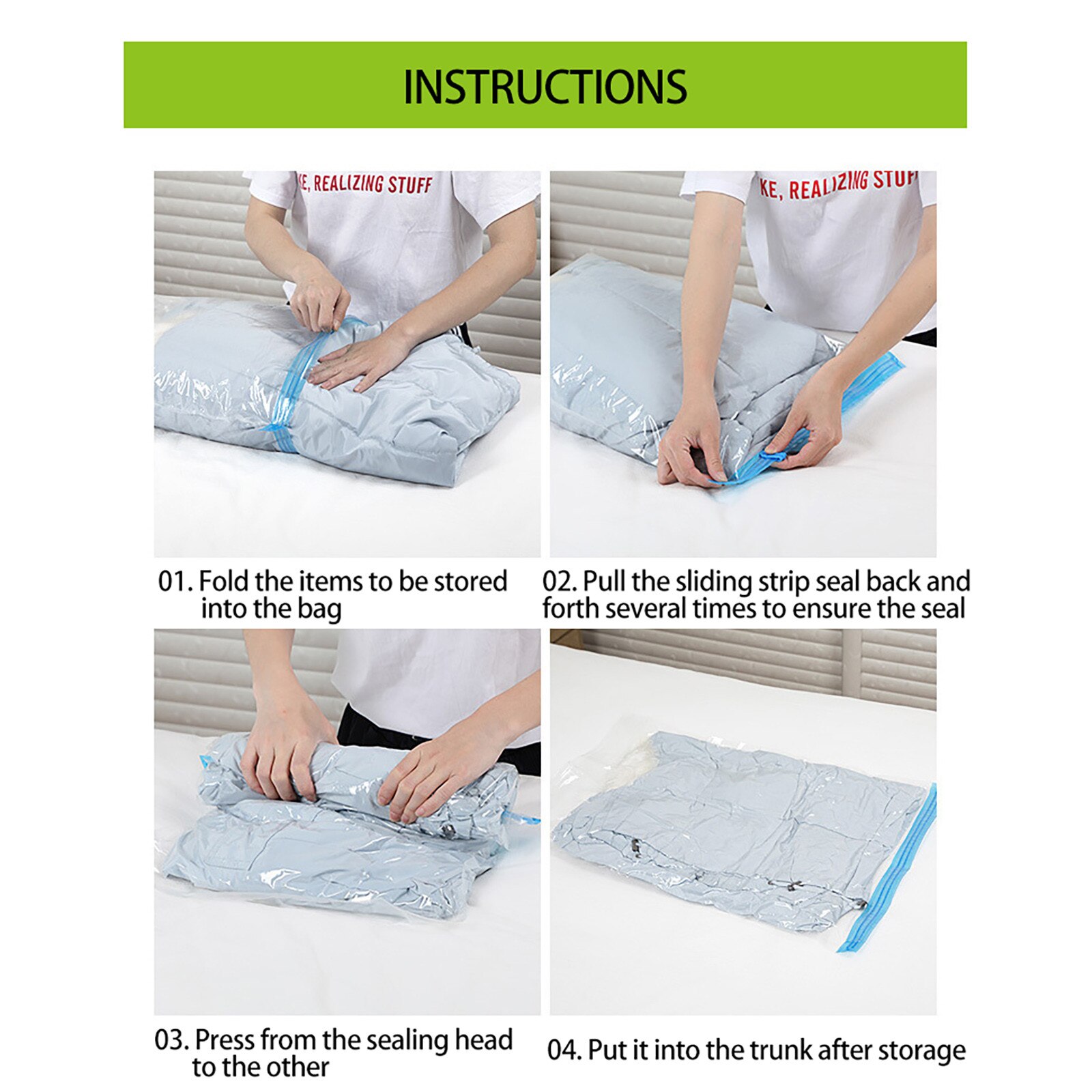 Travel Space Saver Bags Reusable Vacuum Travel Storage Bag Roll-Up Compression Travel Compression Bags Storage Bags