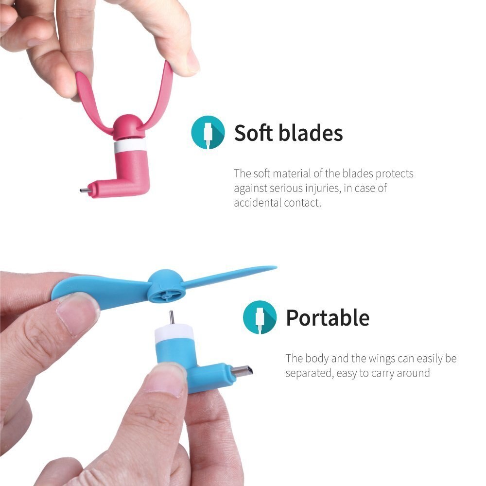 USB-C Cute Portable Flexible Mini Type C Fan Bendable removable Type-C Gadgets Low power for Powerbank Phone for Samsung Laptop