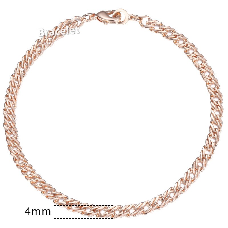Pulsera de eslabones Bismark trenzados para hombre y mujer, brazalete de 4,5mm, Color oro rosa 585, 18-23cm, GB422: CB03 / 8inch 20cm