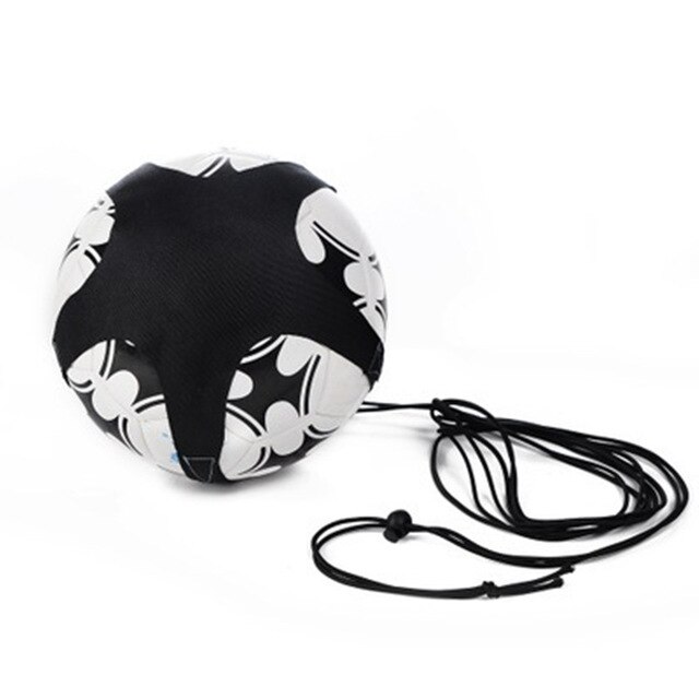 Soccer Trainer Football Kick Throw Solo Practice Training Aid Control Skills Adjustable Equipment Ball Bags: Black