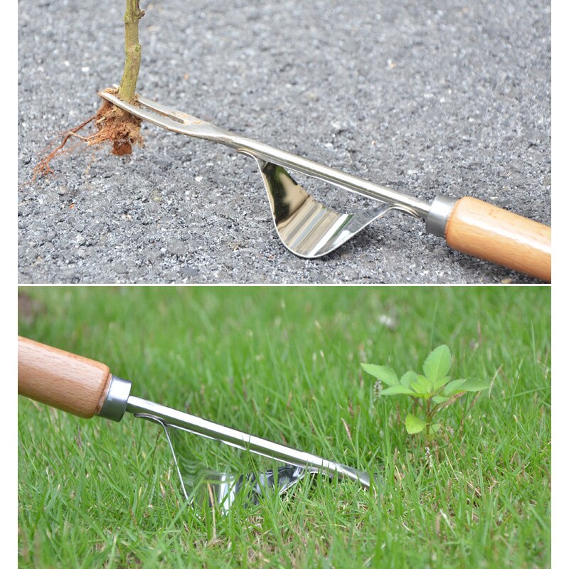 Rvs Hand Wieder Onkruid Graven Puller Gevorkte Hoofd Onkruid Verwijderen Schop Tuinieren Trimmen Gereedschap B1