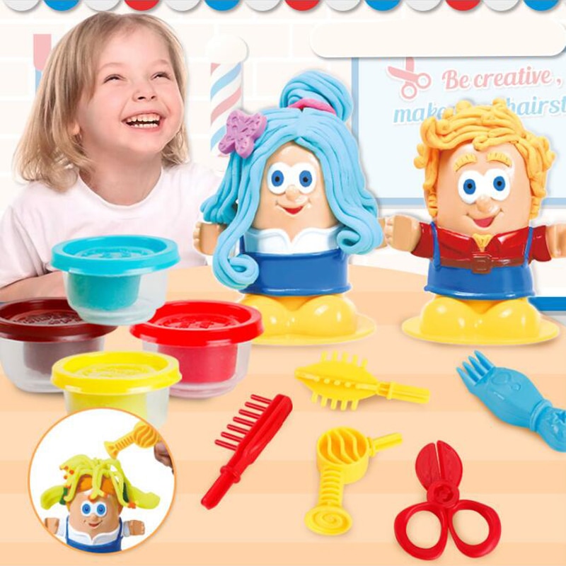 Kids Play Deeg Creatieve 3D Educatief Speelgoed Boetseerklei Plasticine Tool Kit Diy Hairstylist Model Speelgoed Voor Kinderen