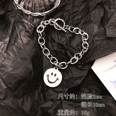Huanzhi hjerte smil guld sølv farve metal vedhæng legering enkle trendy lange kæde halskæder til kvinder piger fest smykker: C