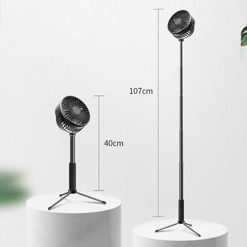 Telescopic Floor Desk Fan 2000mAh Rechargeable Battery 3 Speeds Camping USB Fan