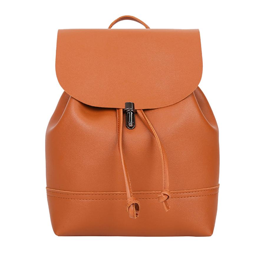 Women backpack Vintage Pure Color Leather School Bag Backpack Satchel backpack women Shoulder Bag bolsa #YL5