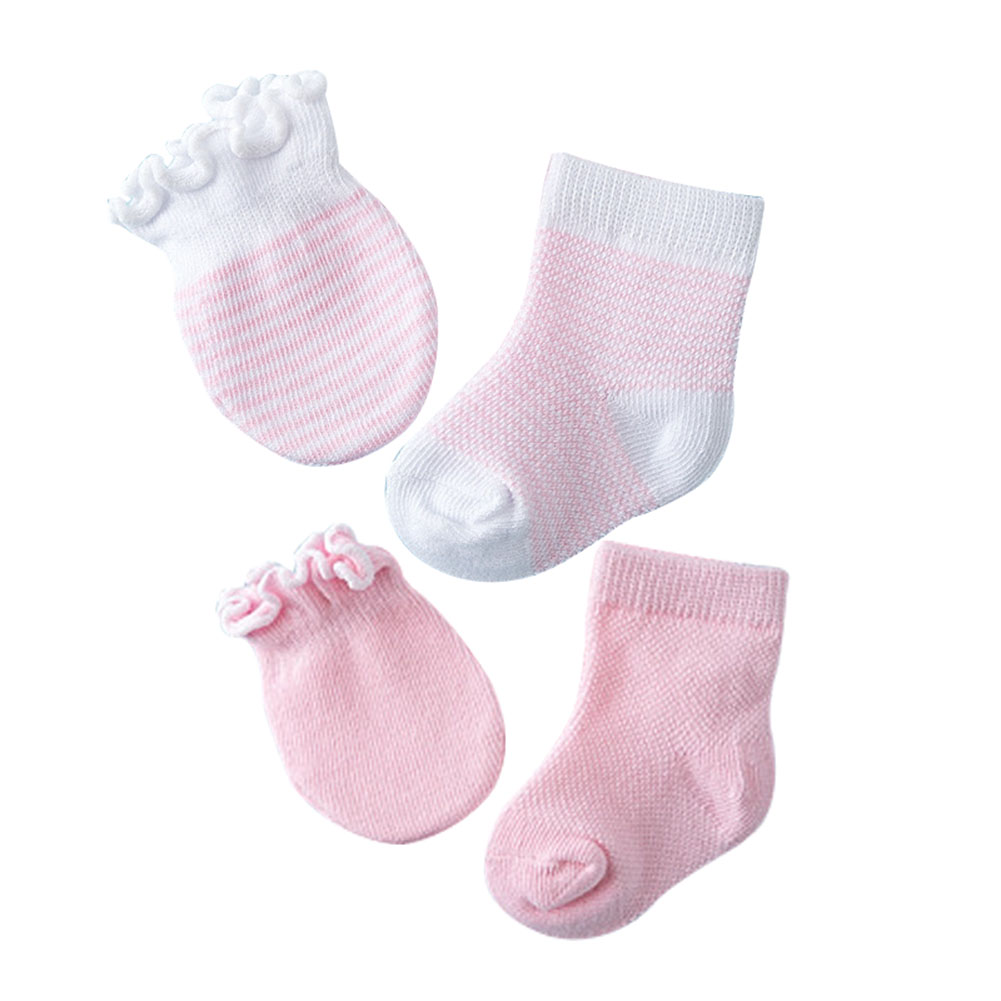 Calcetines antiarañazos para niños y bebés, transpirables, elásticos, AN88, 4 pares: Rosa