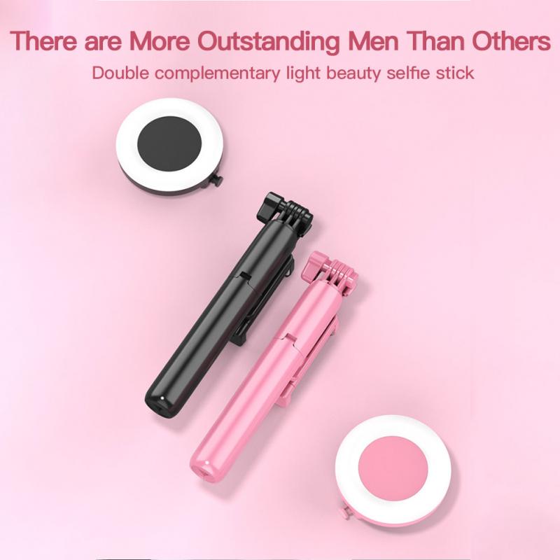 4- i -1 trådløs bluetooth selfie stick universal mobiltelefon stativ utvidbart håndholdt svart rosa monopod bærbart live stativ