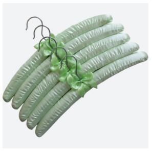 Satin Padded Hanger Silk Wrapped Clothes Hanger Clothes Hanging Silver Hook Sponge Hangers Clothes Shop Display Hangers: 10 green