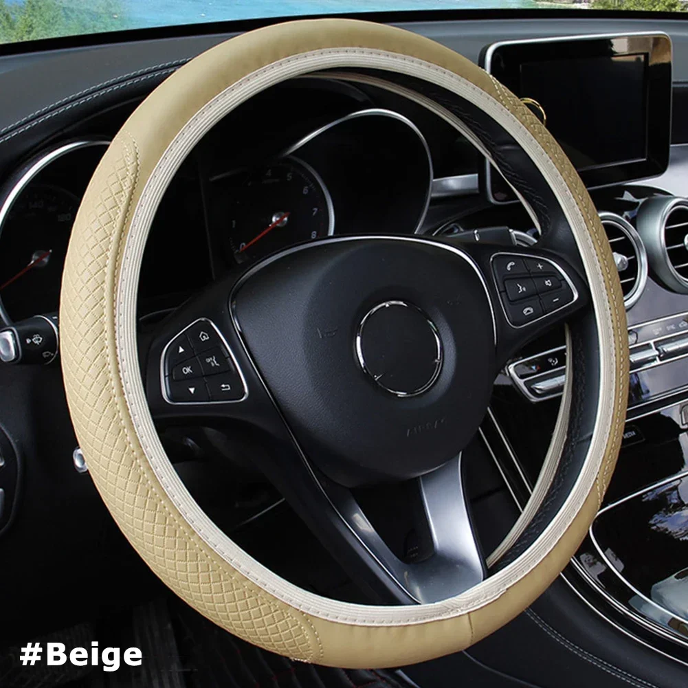 Protector Universal para volante de coche, cubierta protectora de cuero de microfibra, antideslizante, transpirable para Protector de volante de 38cm