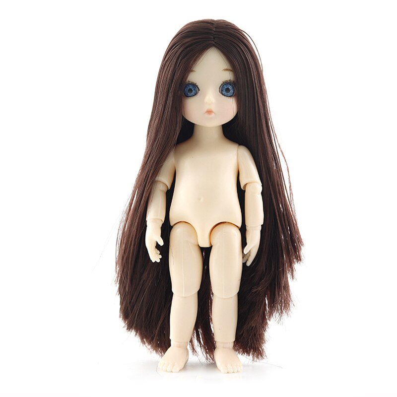 16cm mobile Joint poupée jouet 3D grands yeux longue poupée femme corps Muscle poupée Joint poupée: 14