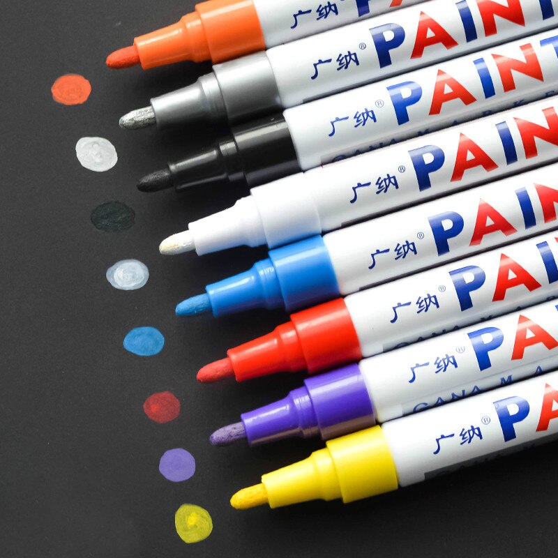 12 Kleuren Wit Waterdichte Rubberen Permanente Verf Marker Pen Autoband Loopvlak Milieu Band Schilderij