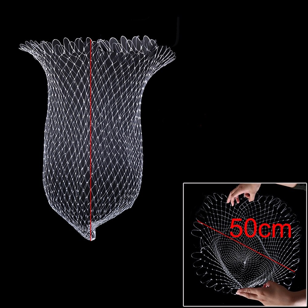 Depth Folding Dip Net for fishing Nylon Fishing Nets fishing tackle Collapsible Rhombus Mesh Hole 40/50/60/70cm Diameter