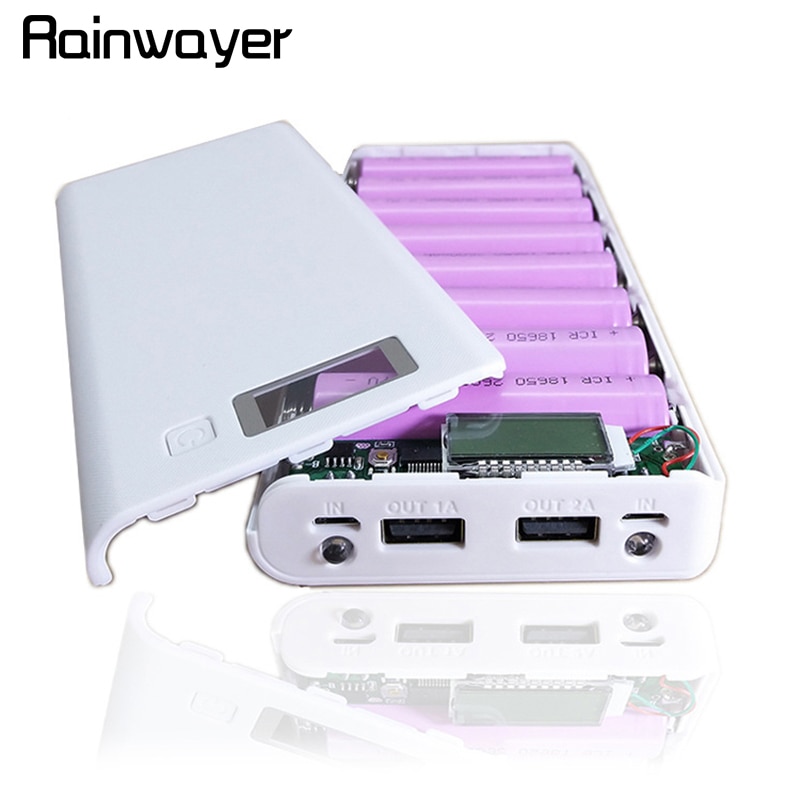 Rainwayer-caja de almacenamiento de batería, cargador de batería 18650, para iPhone, Xiaomi A2