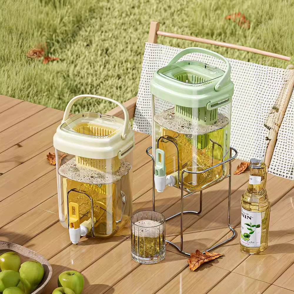 Dispensador de bebidas al aire libre de verano con mango, refrigerador de gran capacidad con filtro, dispensador de botellas de agua fría para acampar