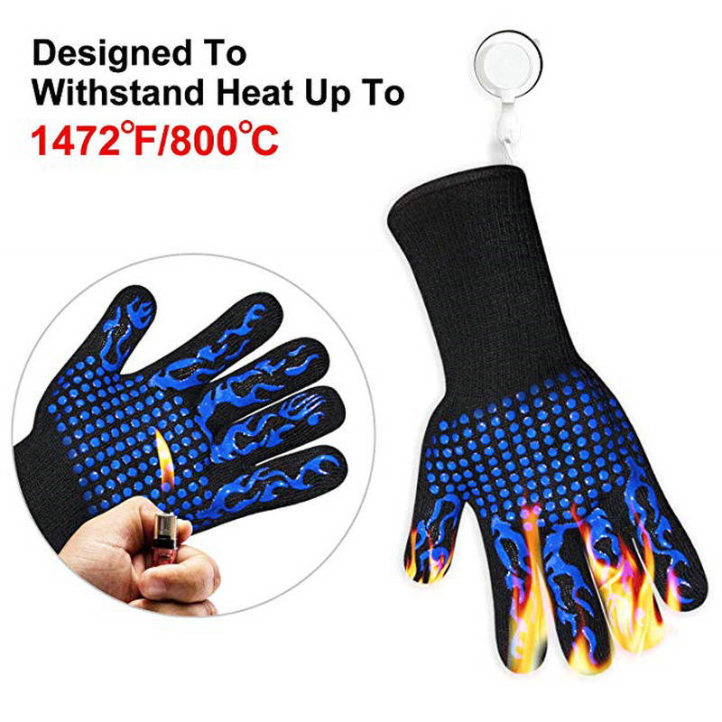 1 Paar Bbq Handschoenen 1472 °F Hittebestendige Siliconen Handschoenen Ovenwanten Voor Bbq Koken Bakken Haarden Koekenpannen