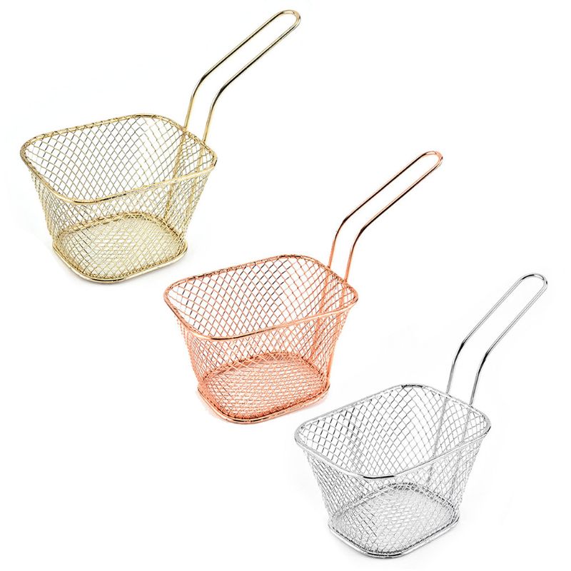 Stainless Steel Metal Basket French Fries Basket Mini Frying Storage Holder Serving Food Presentation Cooking Tools Kitchen Hou