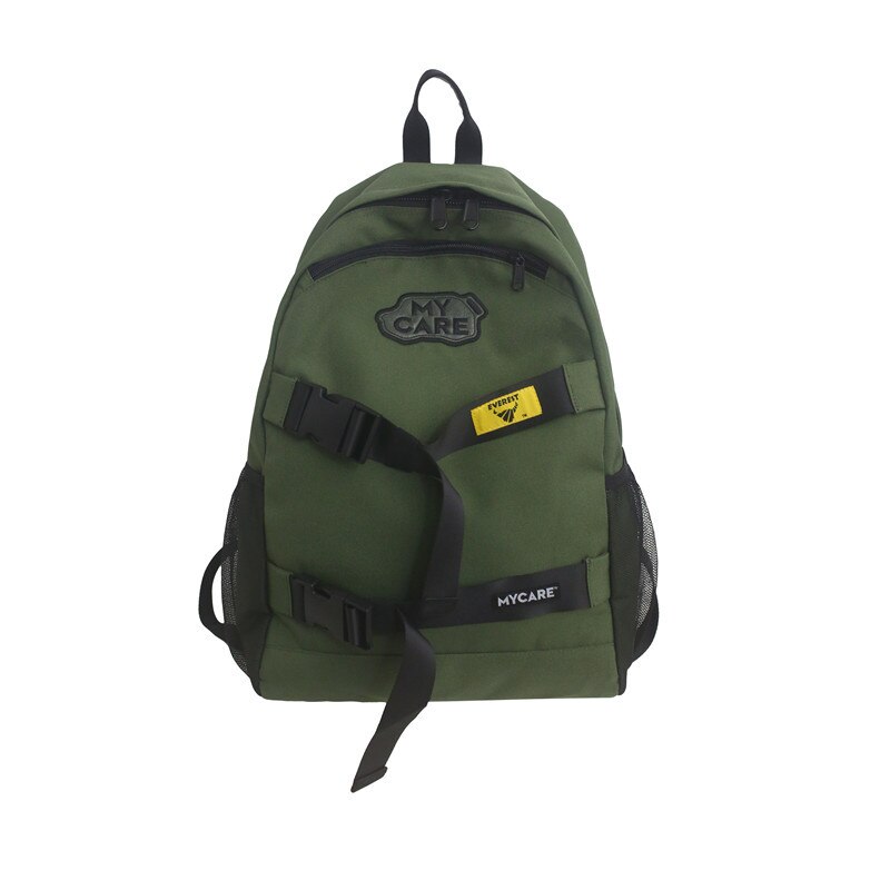 Harajuku Korean-style Street Couples Backpack Style Cool Versatile Students Hiphop-Style Skateboard Bag: Green
