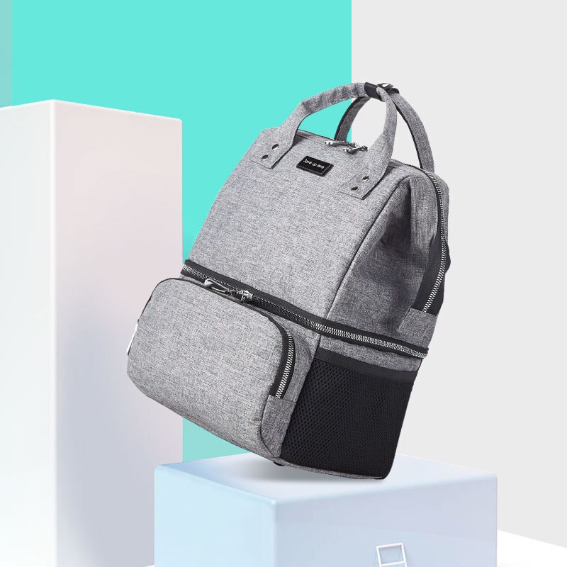 Landuo-bolsas de pañales para mamá, gran capacidad, mochilas de pañales de viaje con cambiador, prácticas bolsas para lactantes: Space like Grey