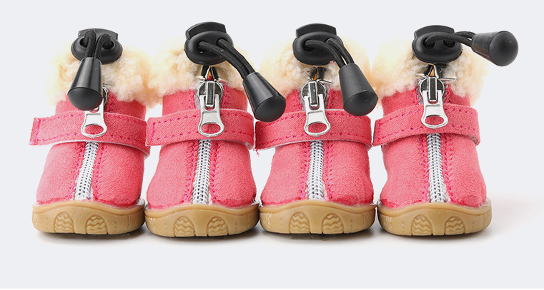 4pcs/set Pet Dog Shoes Winter Super Warm Cotton Dog Boots Anti Slip Shoes For Small Medium Dog Pet Product Chihuahua Snow Boots: stlye-3