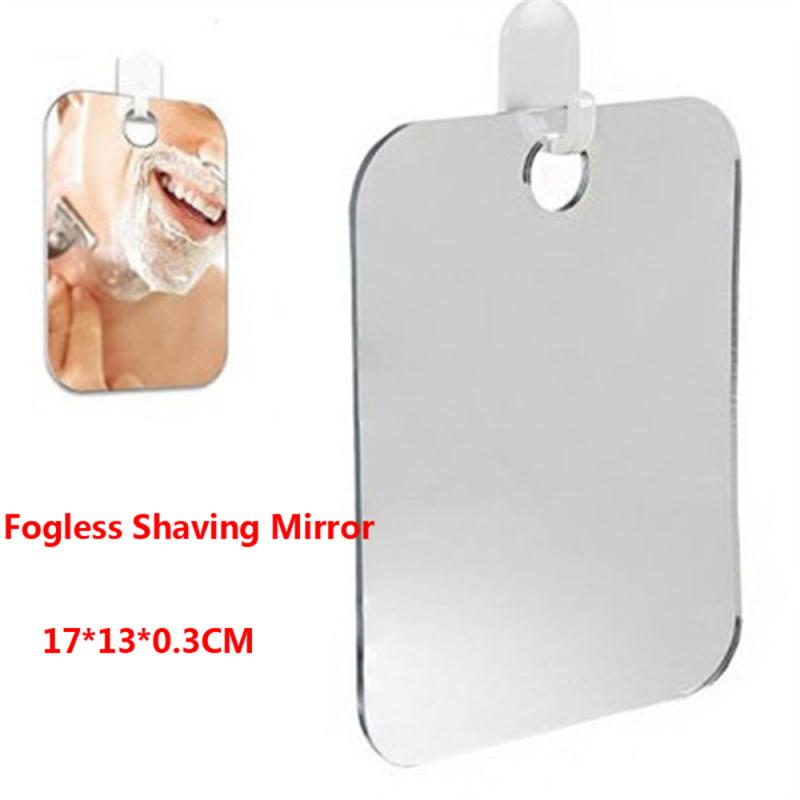 1pcs 17x13cm Acrylic Man Shaving Mirror Anti Fog Shower Mirror Bathroom Fogless Fog Free Mirror Washroom Travel Bath Mirror