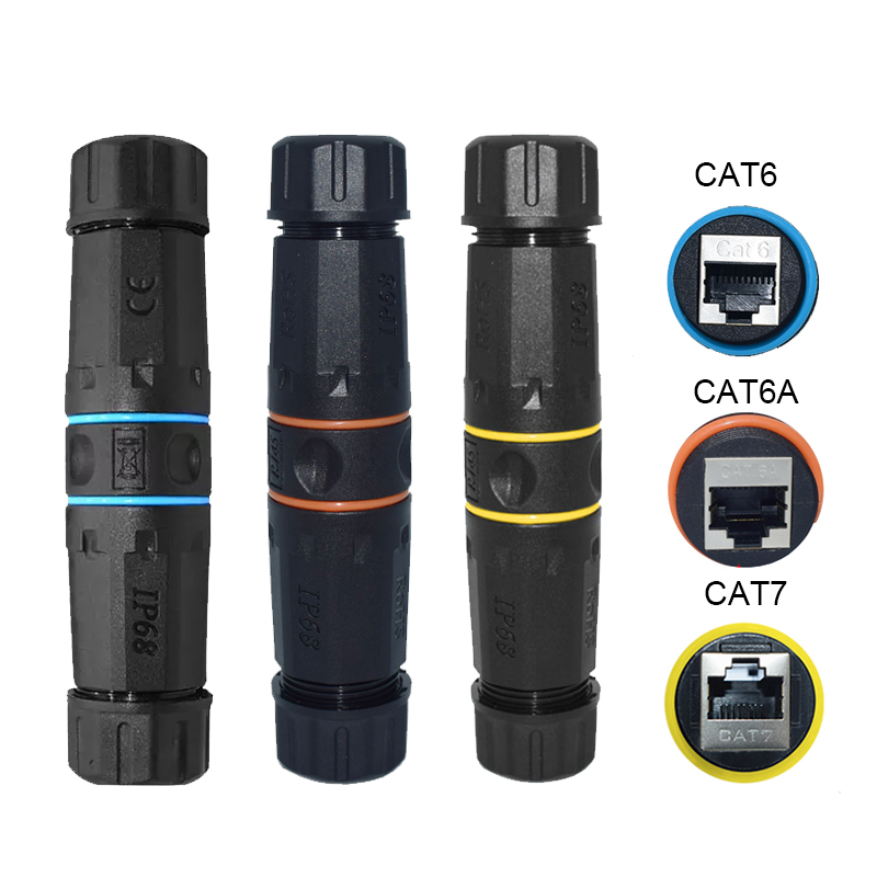 CAT6/CAT6A/CAT7 RJ45 waterdichte connector RJ45 Ethernet/netwerkconnector, rechtdoor breedband voor buiten