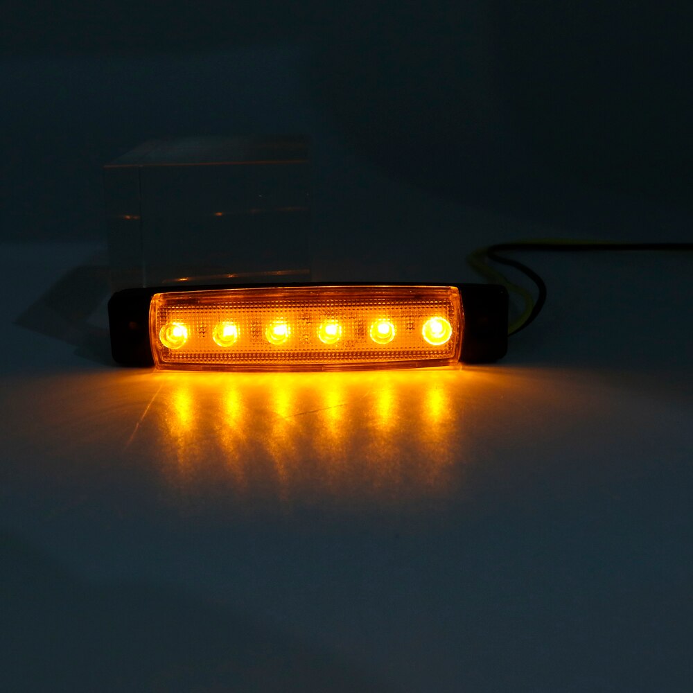 10 Pcs 6 LED Amber Side Marker Lights, Amber Trailer Marker Lights, Rear Side Marker Lamp Amber, Led Marker Lights for Trucks