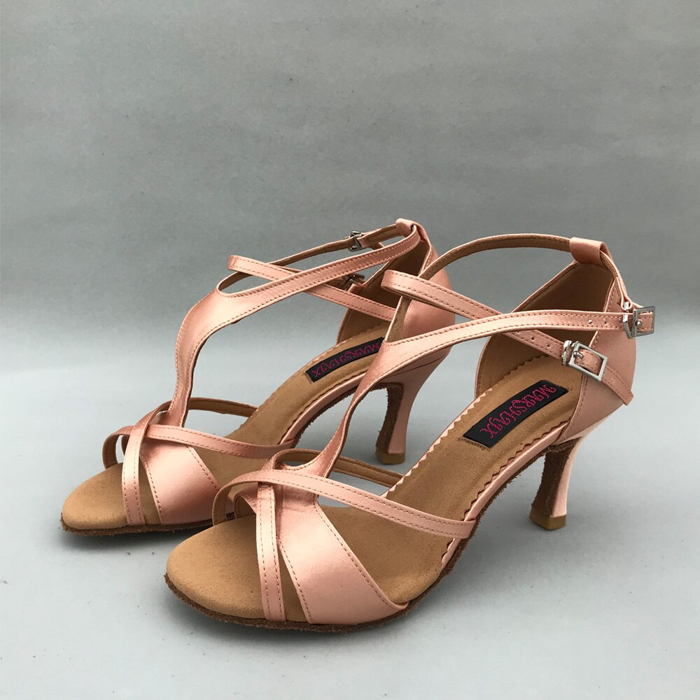 7.5cm obcas łacińskie buty do tańca dla kobiet buty Salsa wygodne buty w stylu latynoskim MS6252FL2S na niskim obcasie szpilki dostępne dropshipping