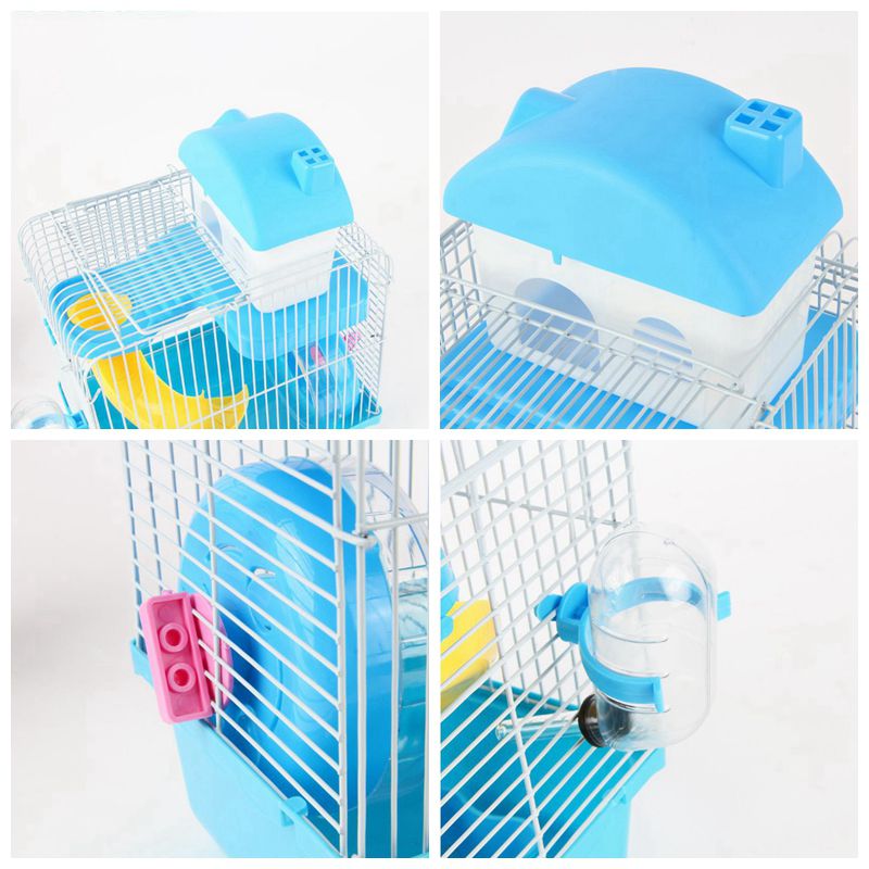 Pet bur hamster hytte med gjennomsiktig takvindu dobbeltlags hus for hamster golden hamster pet