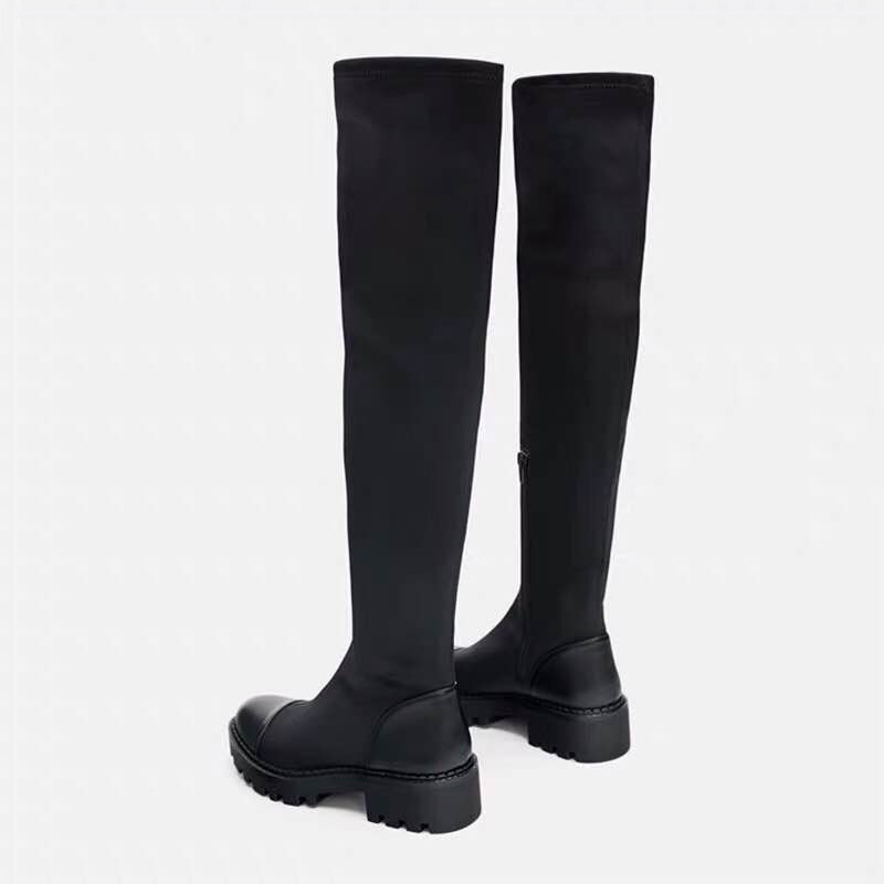 Slim Stretch Lycra Knie Hoge Laarzen Platform Winter Laarzen Vrouwen Lange Laarzen Winter Schoenen Vrouwen Sok Laarzen Over De Knie laarzen
