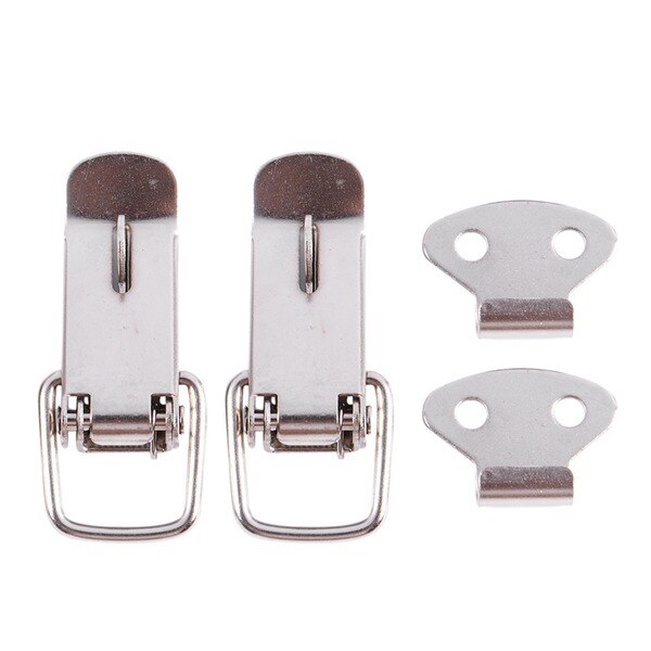 2x Case Chest Spring Loaded Draw Lock stainless steel Toggle Latch Hasp Silver