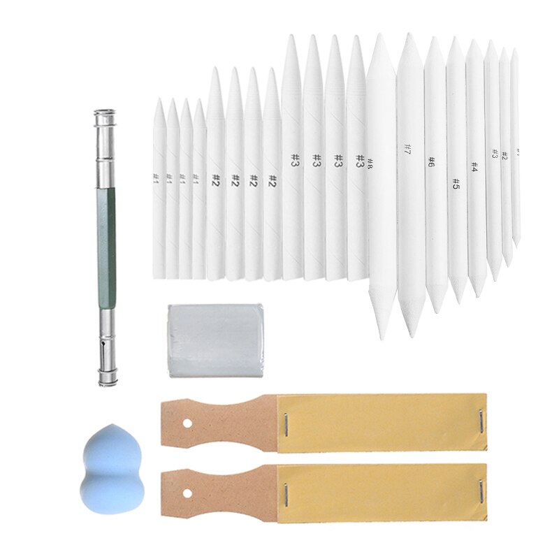 23pcs/set Blending Paper Stumps Art Drawing Stump Eraser Extender Sketch Tools for Office School Sketching Painting Supplies
