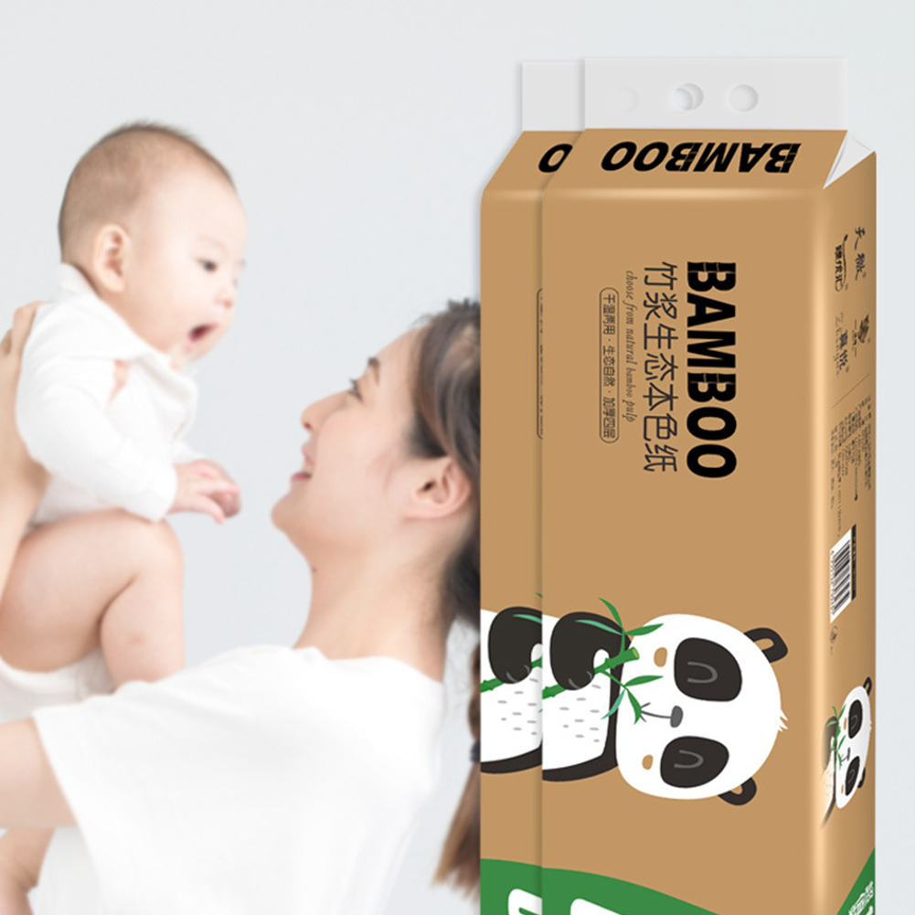 16 rolls Easy Dissolution Soft Office School No Irritation 4 Layers Thickened Embossing Toilet Paper Bamboo Pulp Coreless